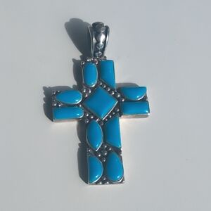 Turquoise Sterling Silver Cross Pendant